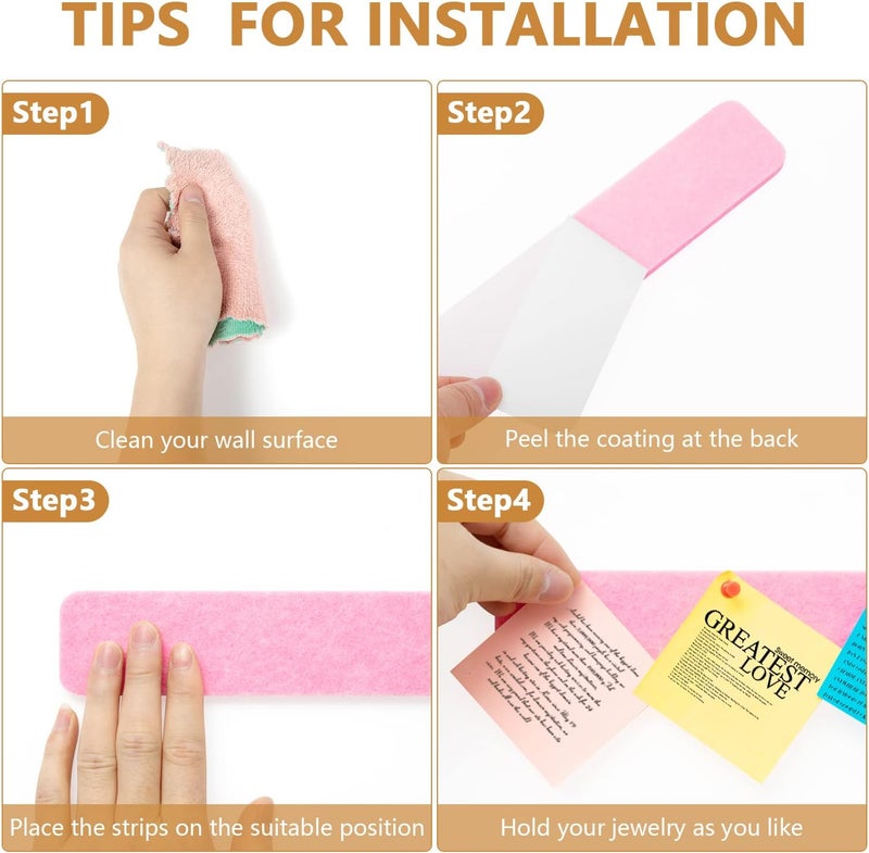 Arlasuo 8 Packs Felt Pin Board Bar Strips Bulletin Board for Bedrooms Offices Home Wall Decoration, Notice Board Self Adhesive Cork Board with 50 Push Pins for Paste Notes, Photos, Schedules - Image 5